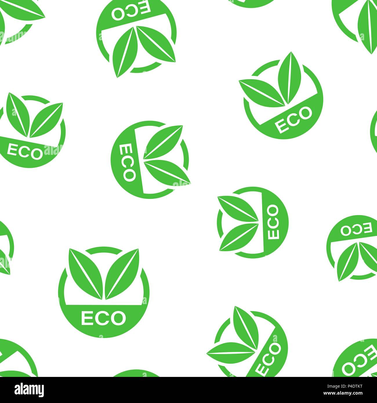 Il marchio eco icona badge seamless pattern sfondo. Il concetto di Business illustrazione vettoriale. Bio eco simbolo naturale pattern. Illustrazione Vettoriale