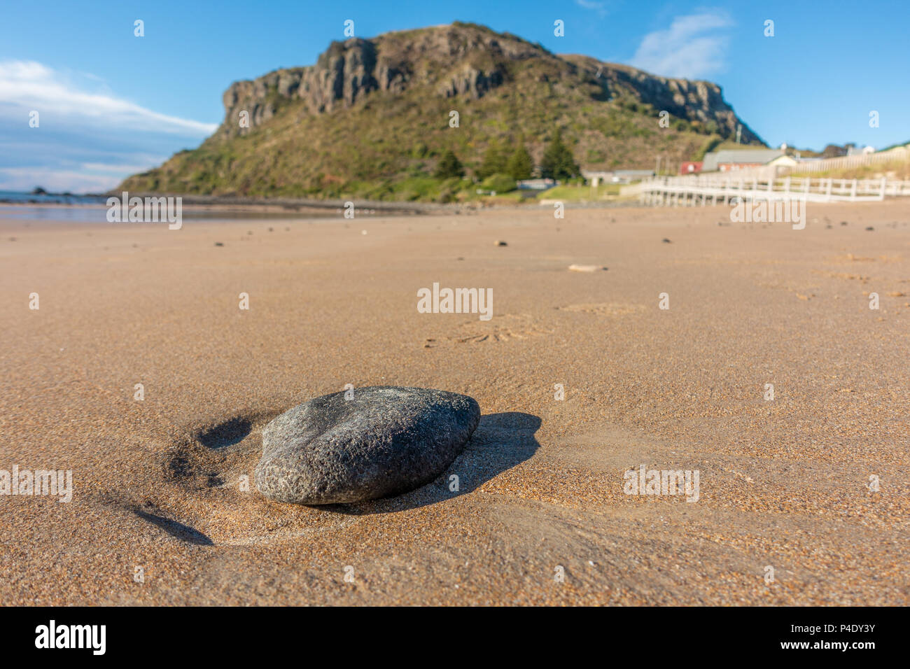 Godfreys spiaggia vicino il dado -- un antico spina vulcanica nel villaggio di Stanley, Tasmania Australia. Foto Stock