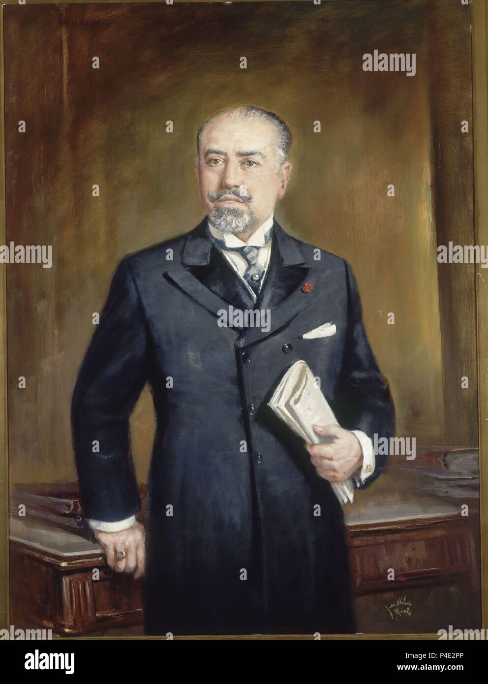 GALERIA DE RETRATOS - SANTIAGO ALBA BONIFAZ - O/L 125x95 cm. Autore: Juan Antonio Morales Ruiz (XX sec.). Posizione: Congreso de los Diputados-PINTURA, Madrid. Foto Stock