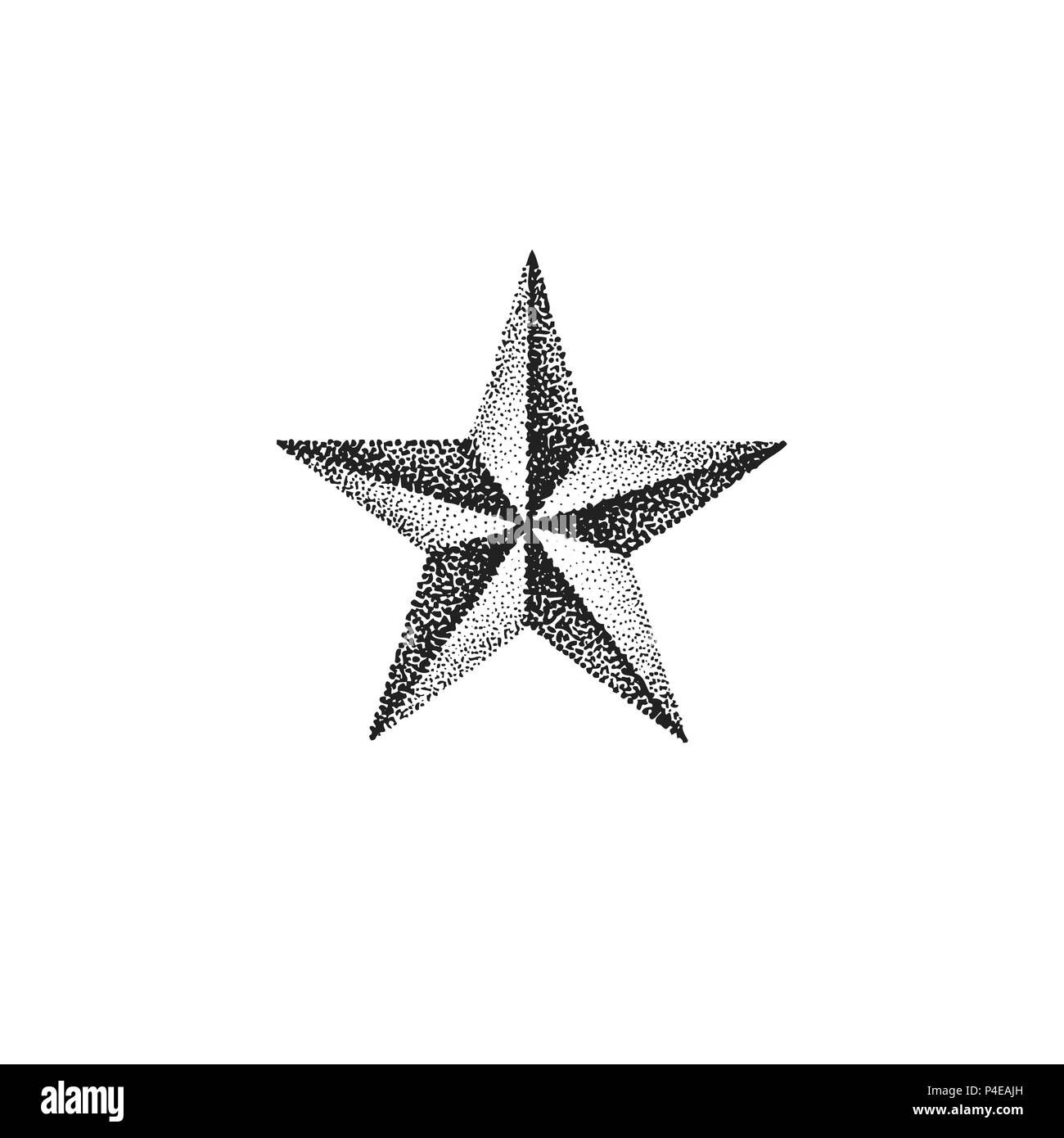 Vettore nero monocromatico retrò dot arte disegnata a mano forma a stella blackwork disegno astratto vintage tattoo decorazione di stile isolato figura illustrazione whi Immagine e Vettoriale - Alamy