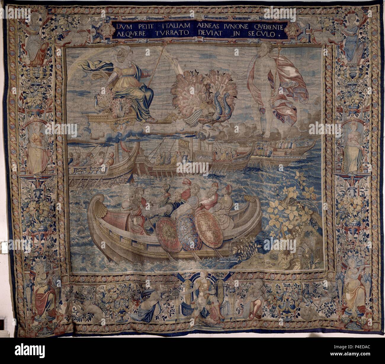 ENEAS CAMINO DE ITALIA - HISTORIA DE DIDO Y ENEAS - TAPIZ DE BRUSELAS - siglo XVII - SERIE 116. Autore: Conelis de Ronde (fl. 1551-1589). Posizione: Congreso de los Diputados-TAPICES, MADRID, Spagna. Foto Stock