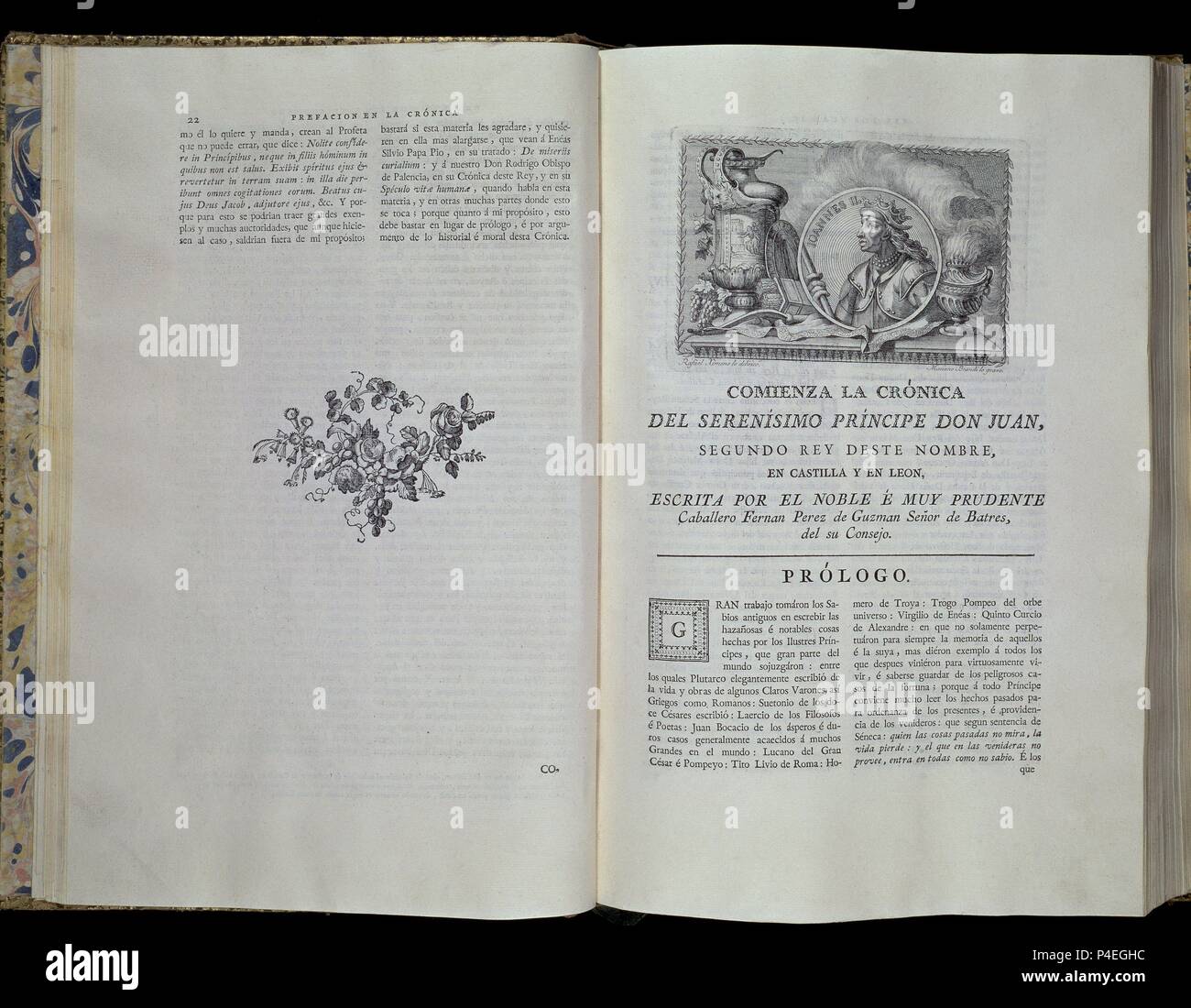 Episodio della cronica del SERENISIMO PRINCIPE DON JUAN (REY JUAN II DE CASTILLA-LEON) - SIGLO XV - Pagina 22/23. Autore: PEREZ DE GUZMAN FERNAN. Posizione: Congreso de los Diputados-BIBLIOTECA, MADRID, Spagna. Foto Stock
