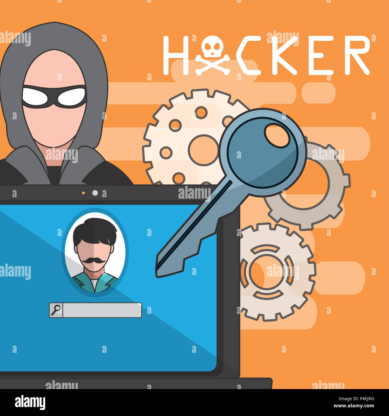 Hacker e cyber security Illustrazione Vettoriale