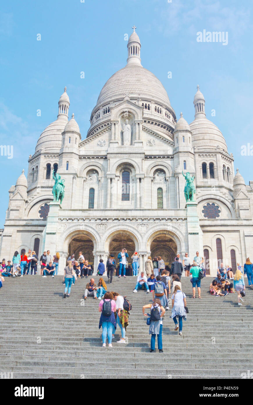 Basílica de Sacre Coeur, Montmartre, Parigi, Francia Foto Stock