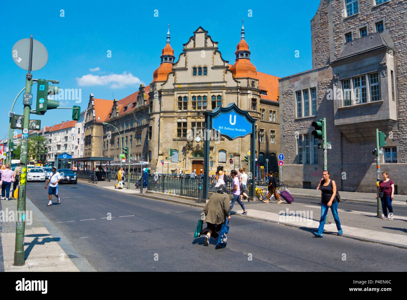 Karl-Marx-Strasse, Neukölln, Berlino, Germania Foto Stock