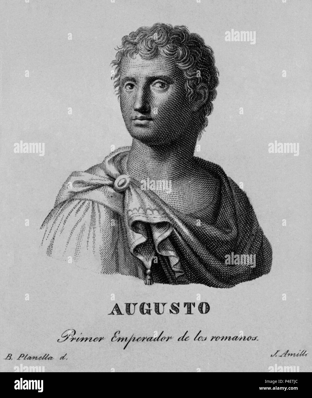 RETRATO DEL EMPERADOR OCTAVIO AUGUSTO - 63 AC/14. Autore: Juan Amills (d. 1854). Posizione: Biblioteca Nacional-COLECCION, MADRID, Spagna. Foto Stock
