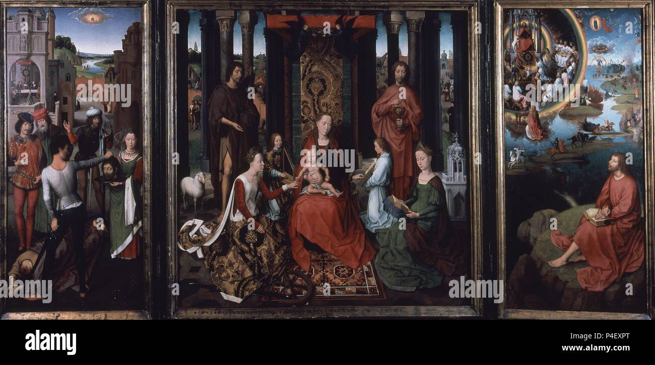 DESPOSORIOS MISTICOS DE SANTA CATALINA - S XV - 10x12,5 - PINTURA FLAMENCA. Autore: Hans Memling (c. 1433-1494). Posizione: HOSPITAL DE SAN JUAN / museo Memling a Bruges, BELGIEN. Foto Stock