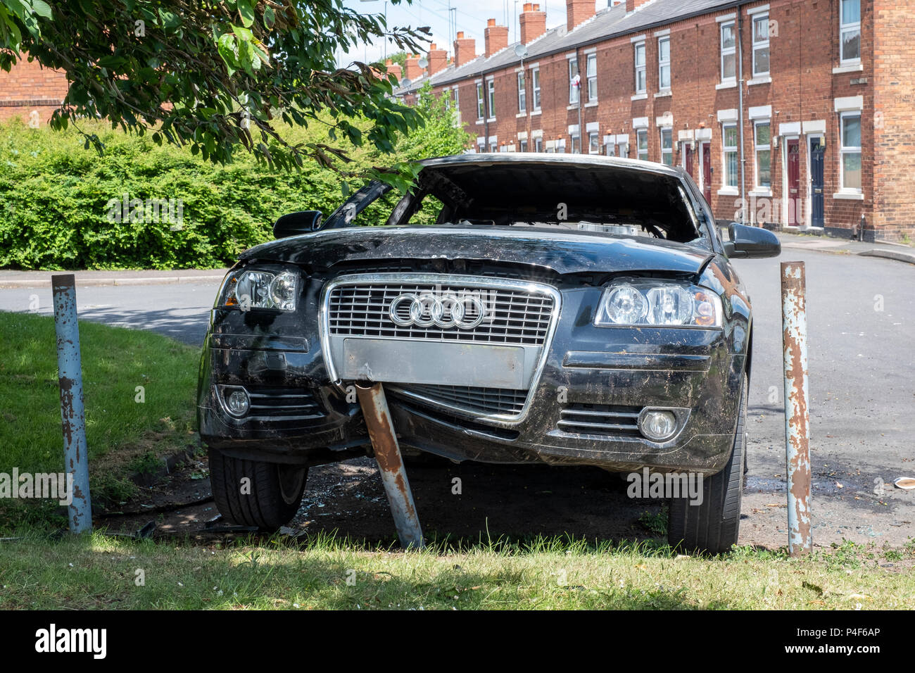 Nero Audi A3 rubate e bruciate Foto Stock