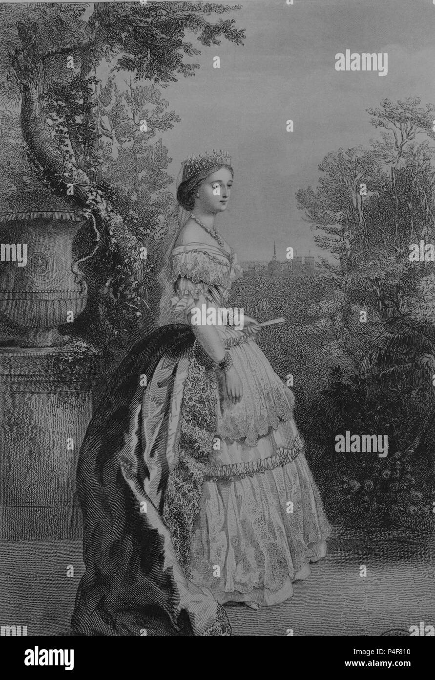 LA EMPERATRIZ Eugenia de Montijo - 1826/1920 - GRABADO S XIX. Posizione: Biblioteca Nacional-COLECCION, MADRID, Spagna. Foto Stock
