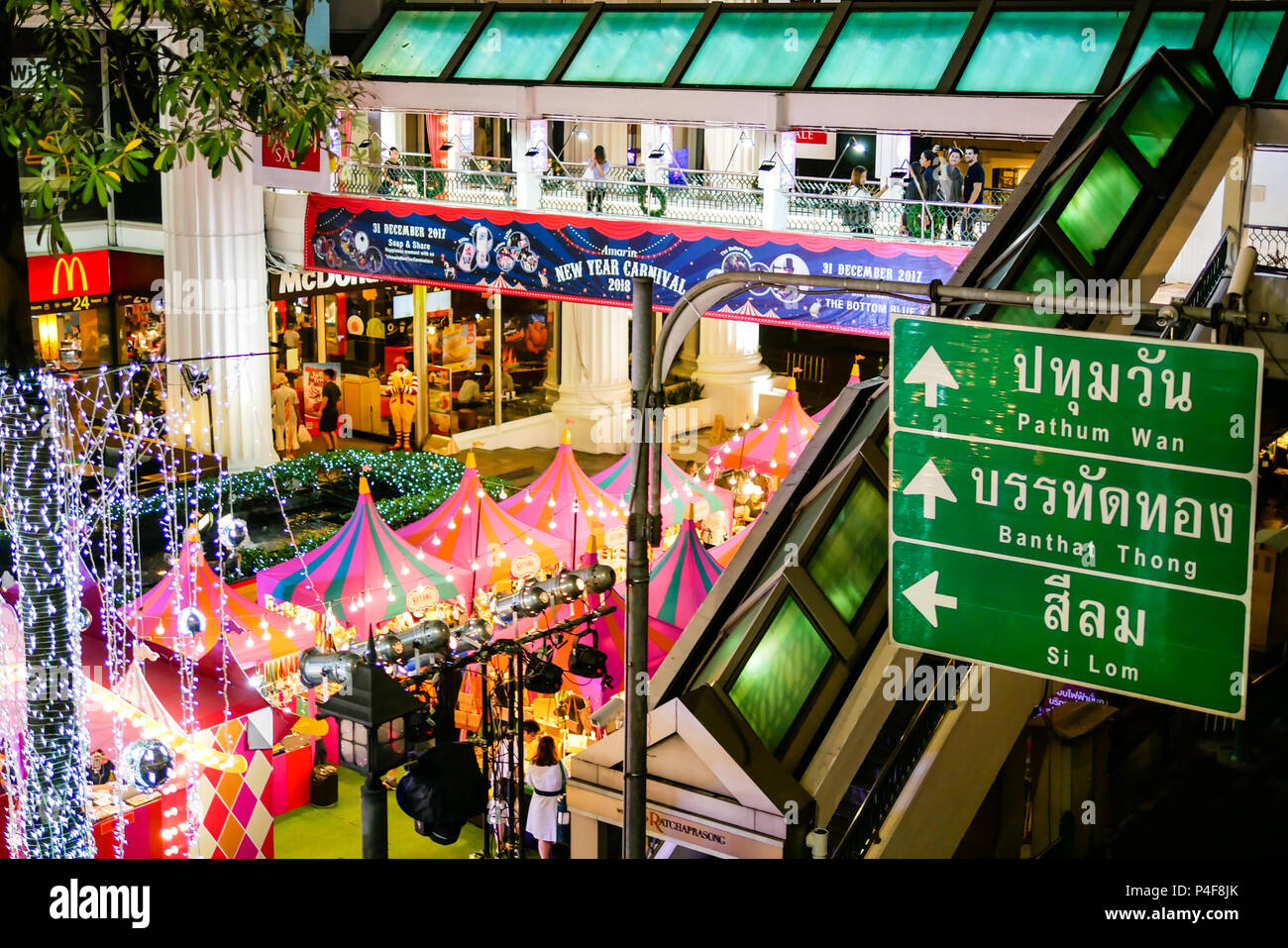 BANGKOK, Tailandia - 6 gennaio 2018: Anno nuovo e di natale decorazione di evento è stato impostato a Amarin Plaza, il grande centro commerciale per lo shopping nel Ratchaprasong di Foto Stock