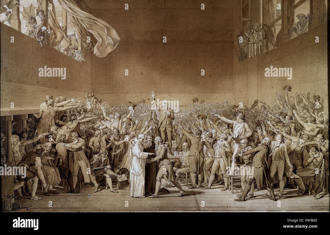 Scuola di francese. Il campo da Tennis giuramento (20 giugno 1789). Versailles, Musée national du Château. Autore: Jacques Louis David (1748-1825). Posizione: MUSEO PALACIO, Versailles. Foto Stock