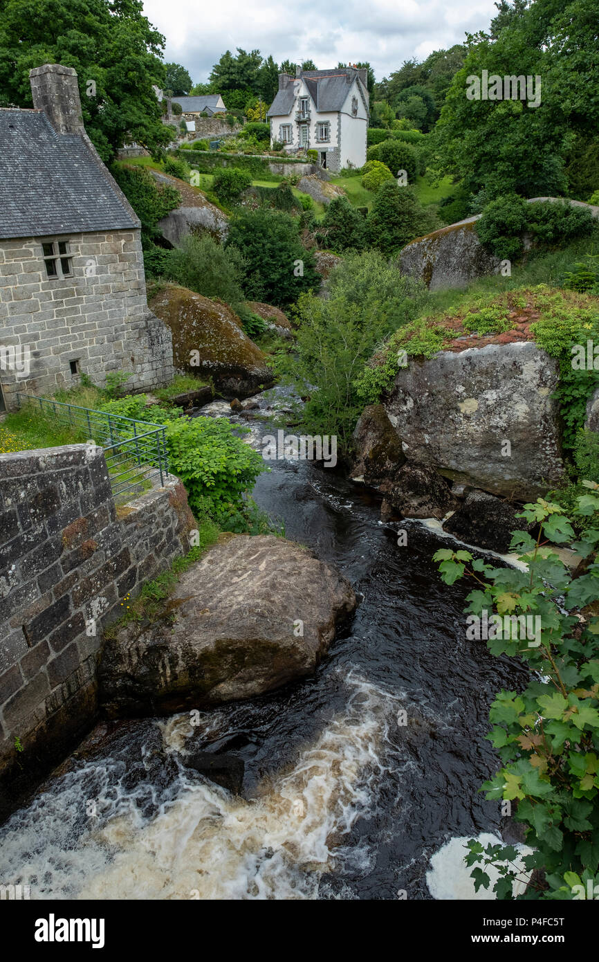 Le Chaos de Rochers, Huelgoat, Finistère Bretagna, Francia Foto Stock