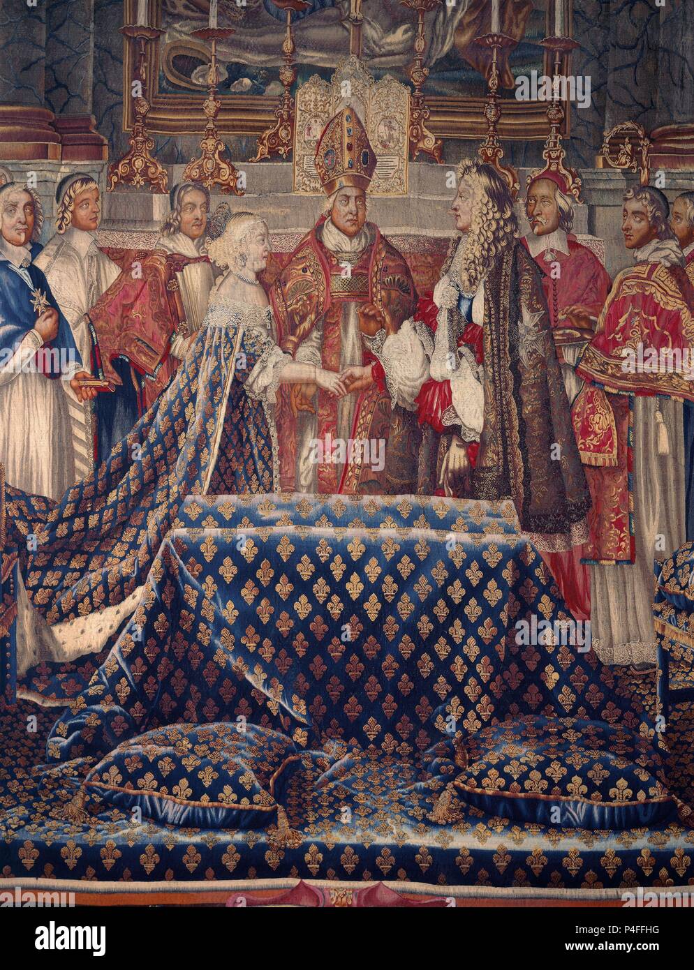 TAPIZ DE LA BODA DE LUIS XIV Y LA INFANTA MARIA TERESA DE AUSTRIA - SIGLO XVII. Autore: Charles Le Brun (1619-1690). Posizione: ambasciata francese, MADRID, Spagna. Foto Stock