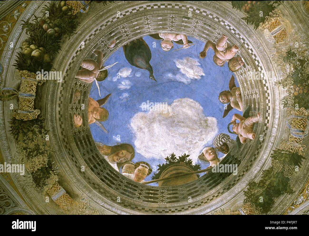 Scuola Italiana. La pittura a trompe-l'oeil dal Palazzo Ducale di Mantova. 1471-1474. L'Italia. Autore: Andrea Mantegna (1431-1506). Posizione: Palazzo Ducale di Mantova. Foto Stock