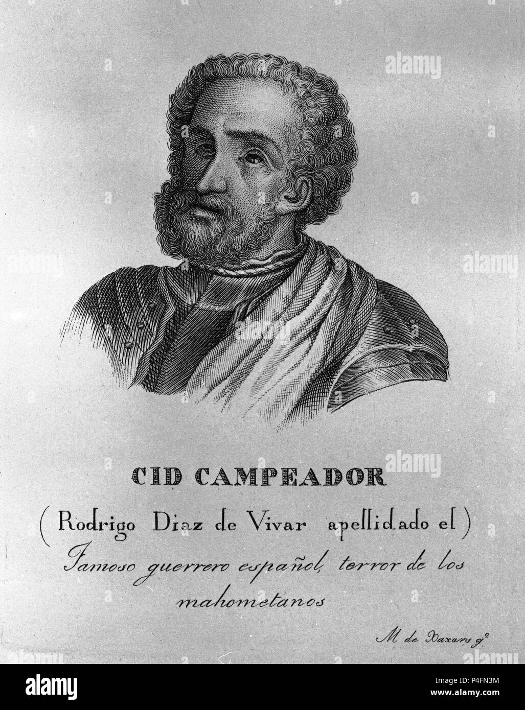 RODRIGO DIAZ DE VIVAR - CID CAMPEADOR - GRABADO siglo XIX - 85x116. Autore: Mas de Xaxars (1801-1900). Posizione: Biblioteca Nacional-COLECCION, MADRID, Spagna. Foto Stock