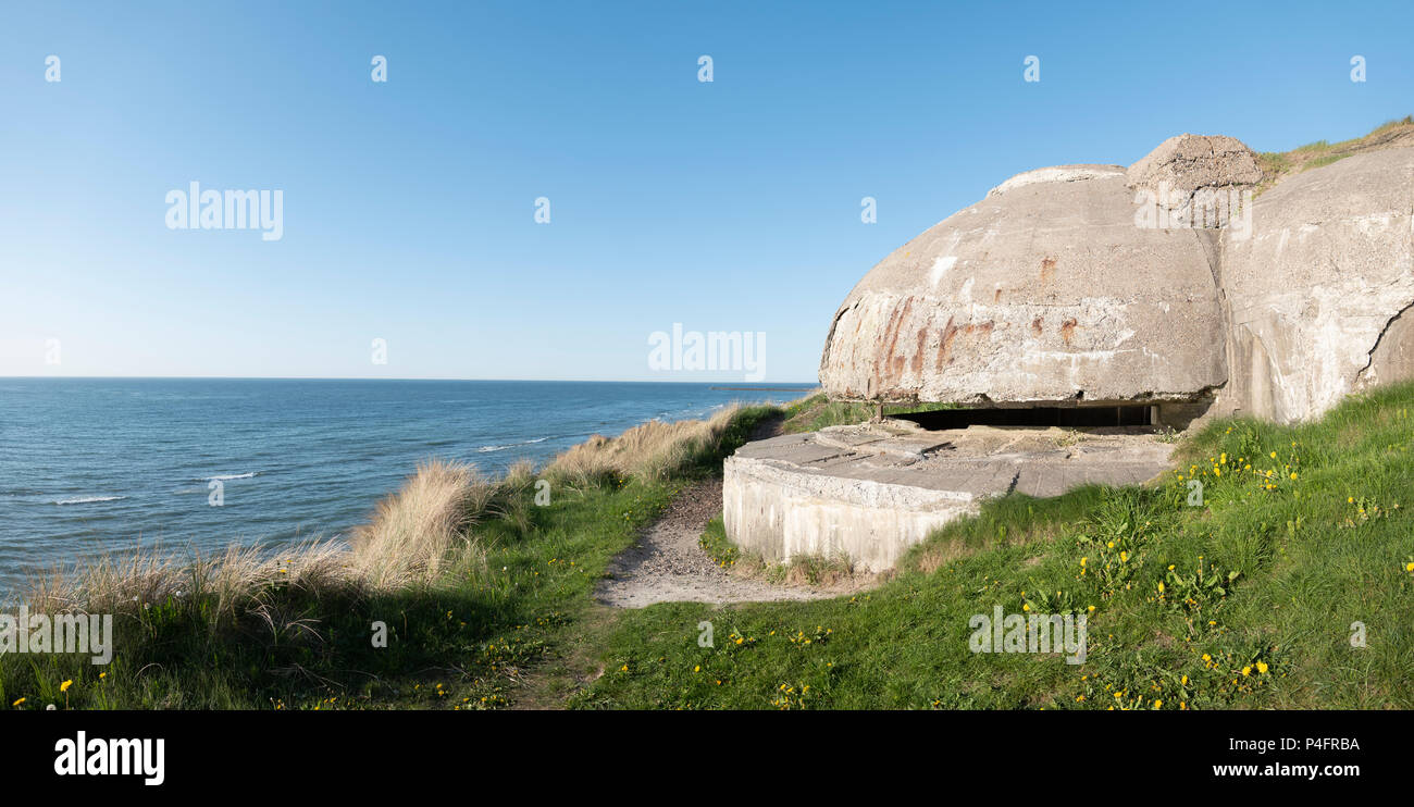 Le difese costiere a Hitshalls, Danimarca Foto Stock