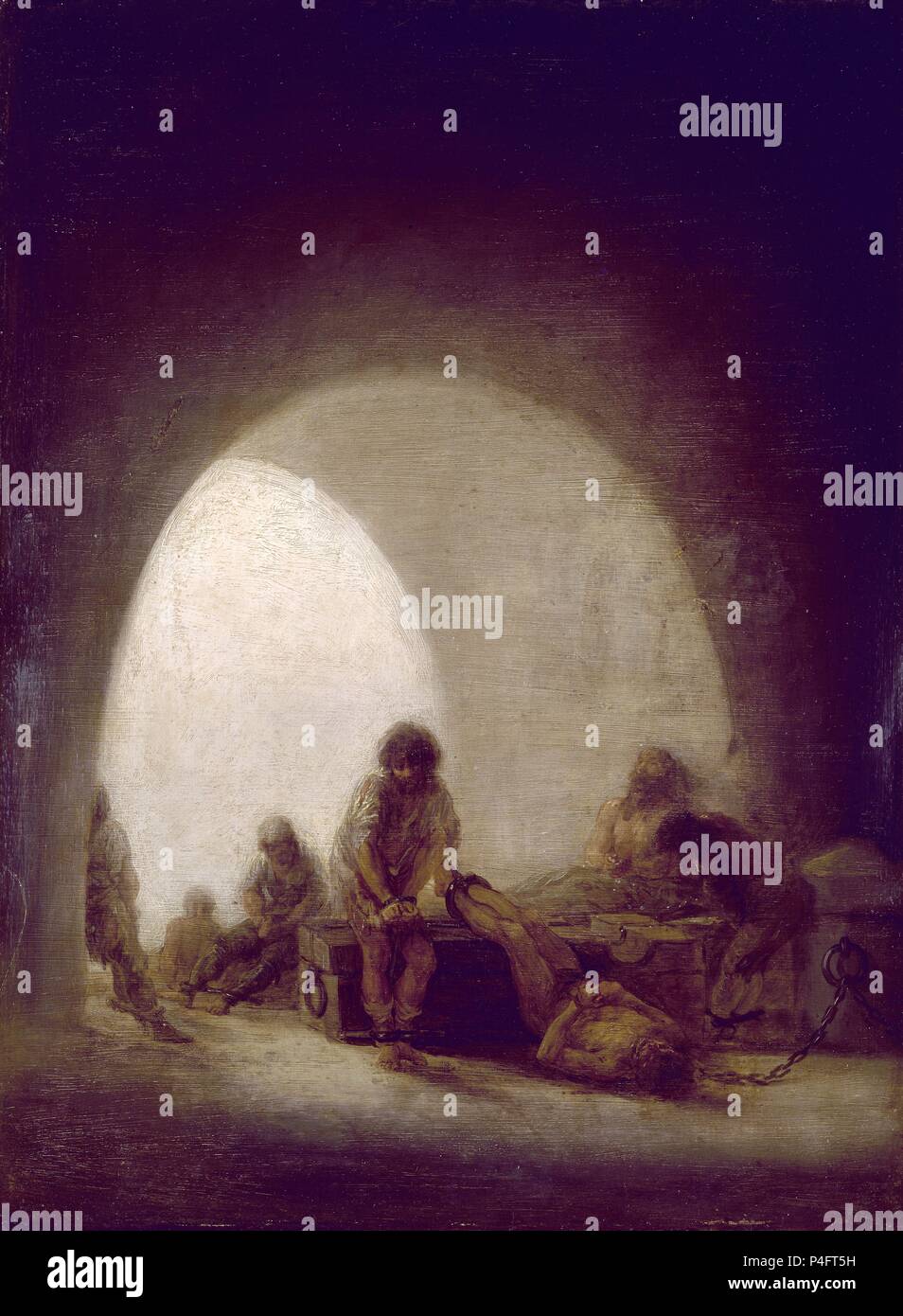 Scuola di lingua spagnola. La scena della prigione. Escena de prision. 1801-1814. Olio su stagno-piastra (43 x 32 cm). Barnard Castle, Bowes Museum. Autore: Francisco de Goya (1746-1828). Posizione: MUSEO BOWES, Barnard Castle, Inghilterra. Foto Stock