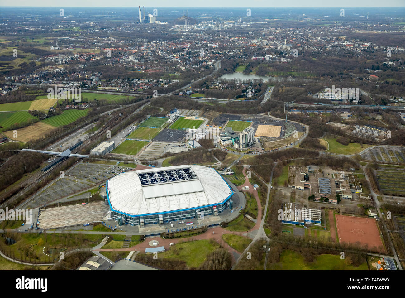 Arena sul Schalke, Veltins Arena, medicos.AufSchalke Reha GmbH & Co. KG, motivi di S04 Schalke associazione con la ricostruzione del Park Stadium Foto Stock