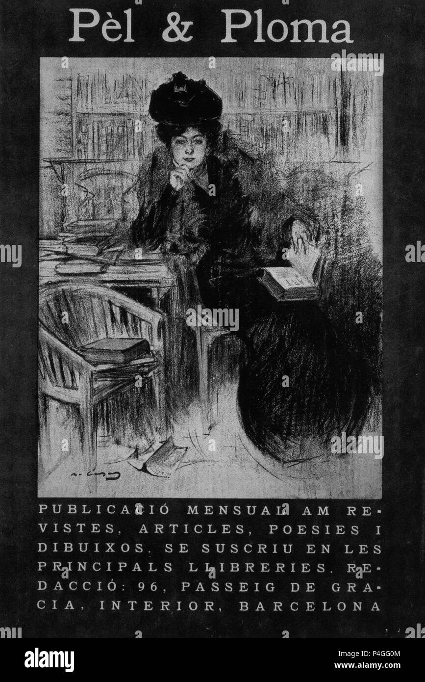 CABECERA PARA LA REVISTA PEL & PLOMA - 1899. Autore: Ramon Casas i Carbó (1866-1932). Posizione: Museu Nacional d'ART Catalunya, Barcelona, Spagna. Foto Stock