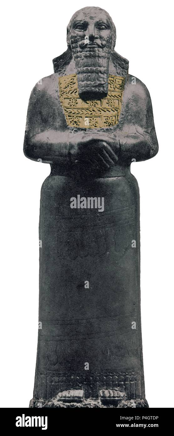 ESTATUILLA DE AMBAR DEL REY ASSUR-NASIRPAL con lembi pettorali DE ORO - 19 cm. Posizione: Museo delle Belle Arti di Boston-Massachusetts. Foto Stock