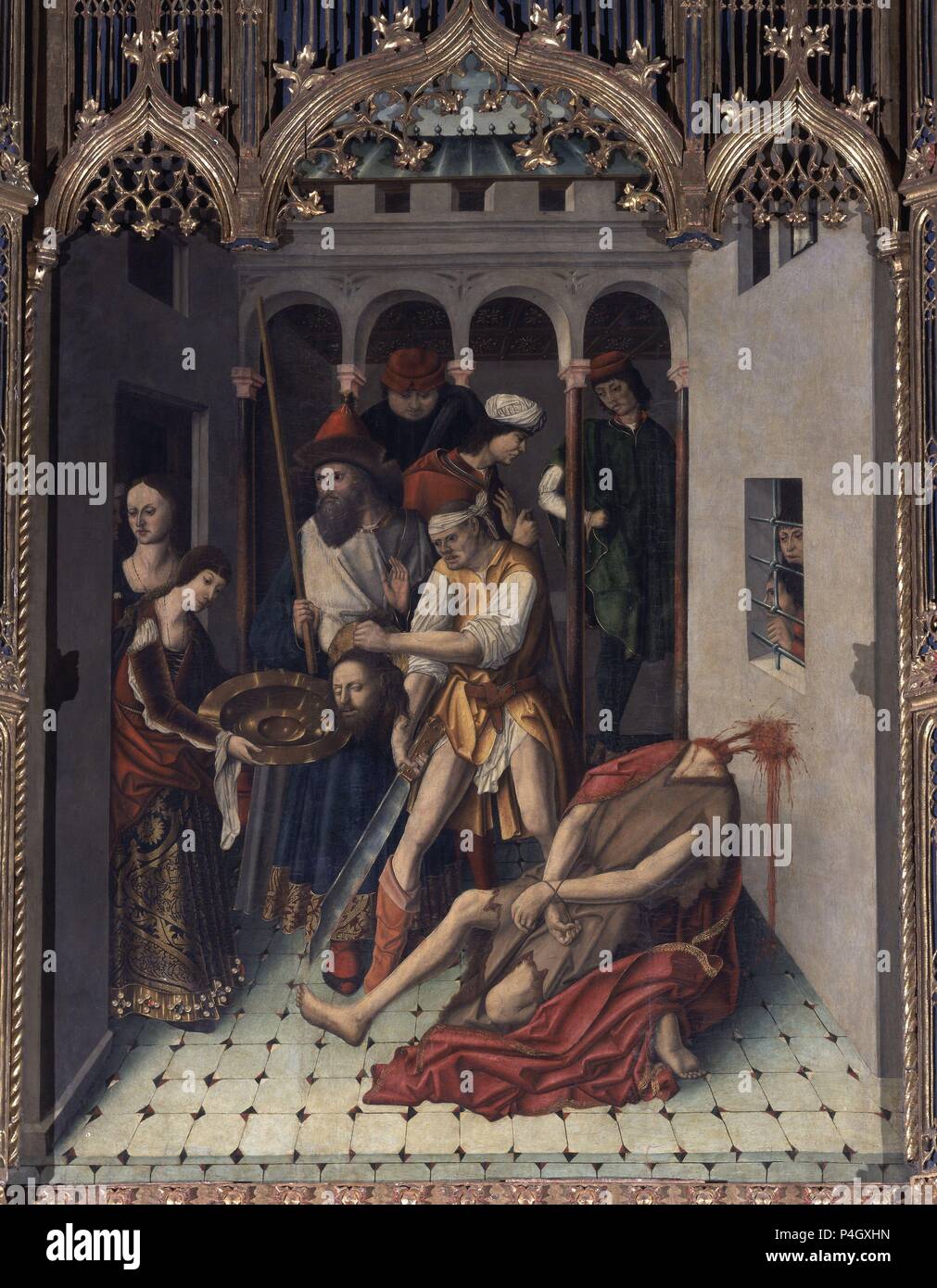 DECAPITACION DEL BAUTISTA-RETABLO DE SAN ILDEFONSO - 1466 - GOTICO ESPAÑOL- ESTILO HISPANO-flamenco. Autore: Fernando Gallego (c. 1440-c. 1507). Posizione: Catedral, Zamora, Spagna. Foto Stock