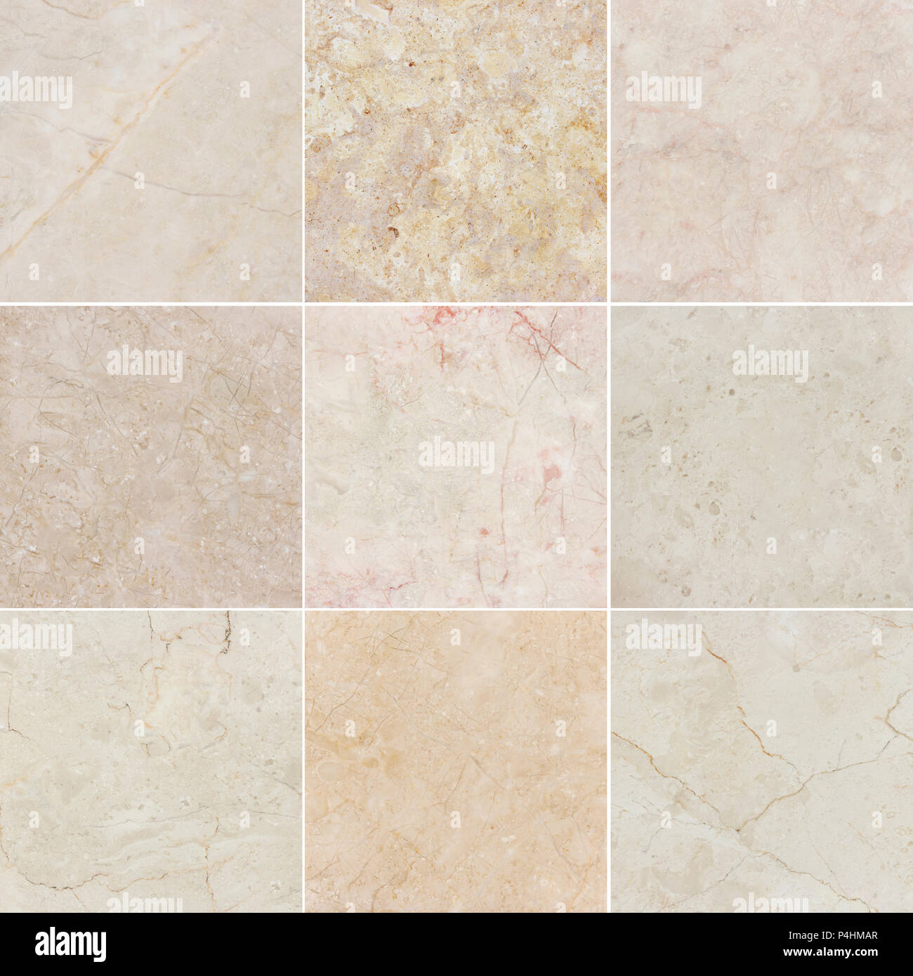 Beige e rosa sfondi di marmo, texture con schema naturale. Ogni immagine 4 MP, 2000 x 2000. Foto Stock