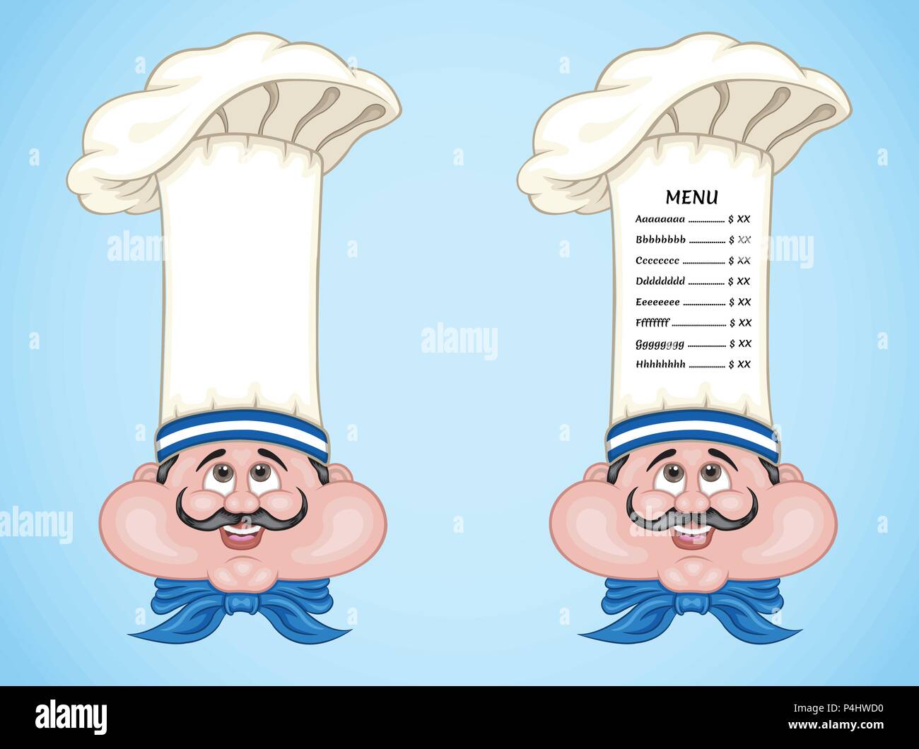 Grecia chef e il menu sul cappello con il cibo del Greco. Tutti gli oggetti  sono in diversi strati e il menü i tipi di testo non è necessario alcun  font Immagine