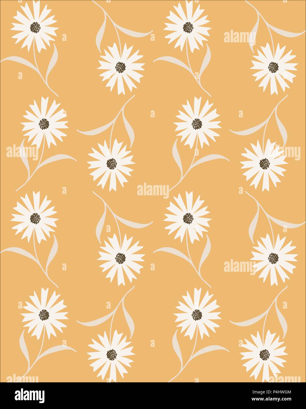 Vector seamless pattern astratti con cornflowers bianco su sfondo beige Illustrazione Vettoriale