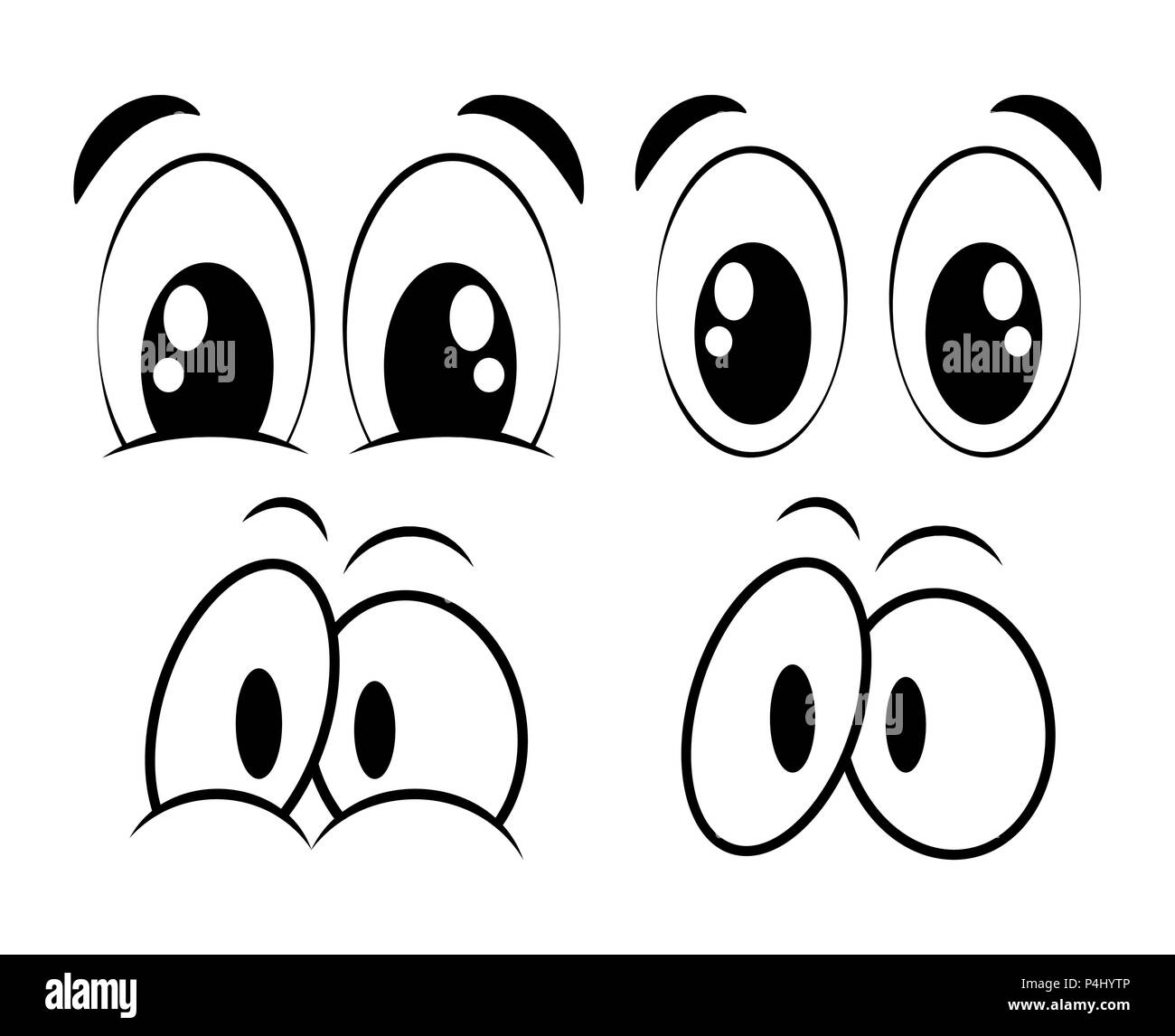 Cartoon occhi impostata per il fumetto design vettore isolato su bianco Illustrazione Vettoriale