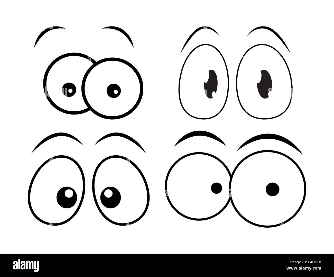 Cartoon occhi impostata per il fumetto design vettore isolato su bianco Illustrazione Vettoriale