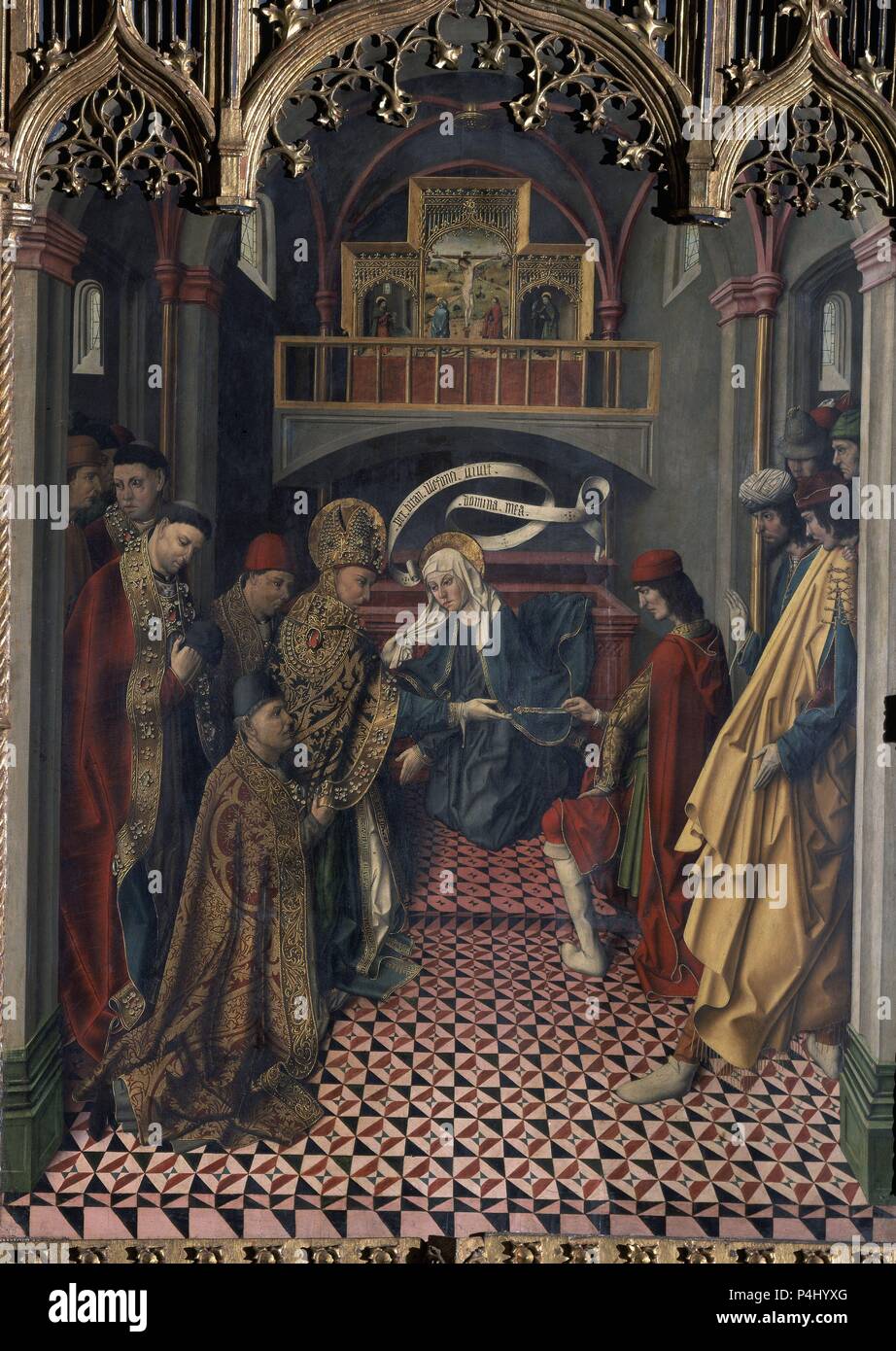 LA APARICION DE SANTA LEOCADIA - RETABLO DE SAN ILDEFONSO - 1466 - GOTICO ESPAÑOL. Autore: Fernando Gallego (c. 1440-c. 1507). Posizione: Catedral, Zamora, Spagna. Foto Stock
