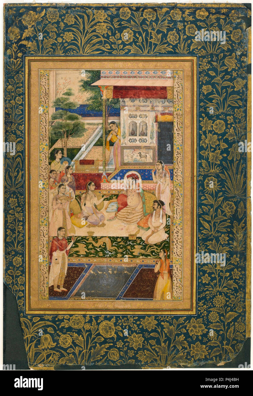 16 Abu'l'Hasan. Jahangir e il Principe Khurram con Nur Jahan ca. 1624, Freer Gallery of Art di Washington DC. Foto Stock