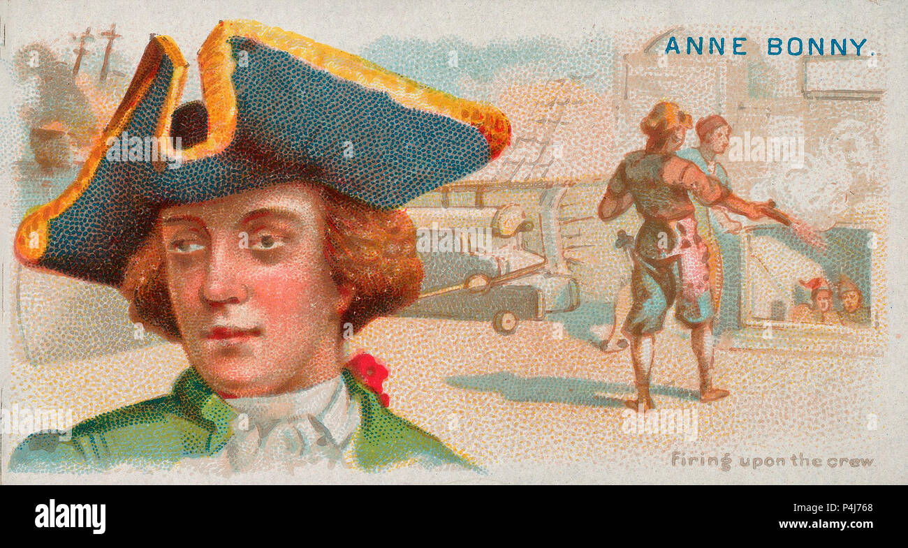 Anne Bonny, sparando all'equipaggio, da pirati spagnola della serie principale per Allen & Ginter sigarette - 1888 Foto Stock