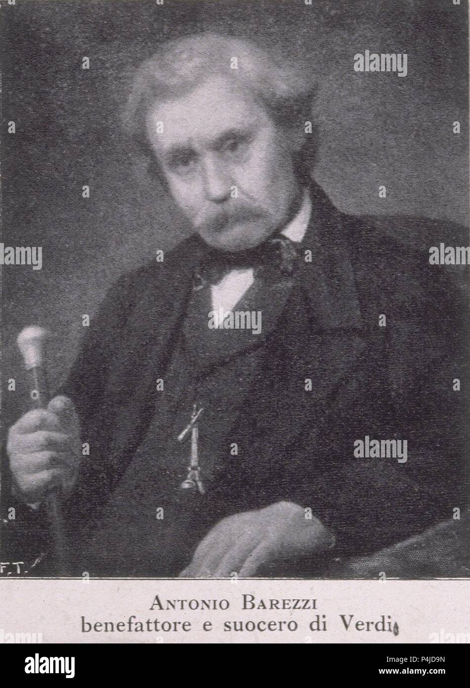 E-L'ILLUSTRAZIONE ITALIANA-Antonio Barezzi-BENBEFACTOR SUEGRO Y DE GIUSEPPE VERDI. Foto Stock