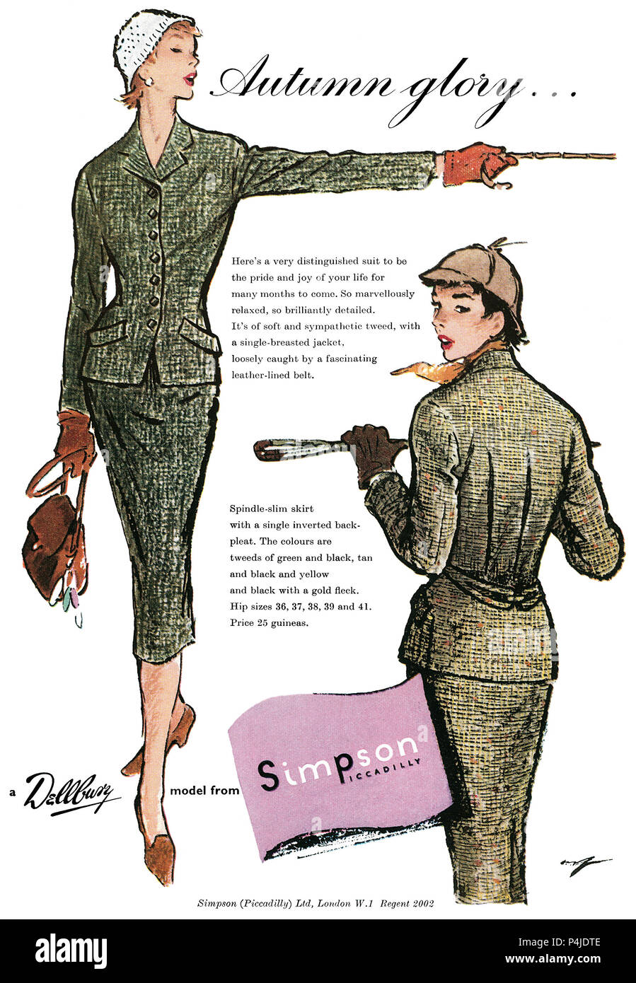 1955 British pubblicità per Simpsons di Piccadilly. Foto Stock