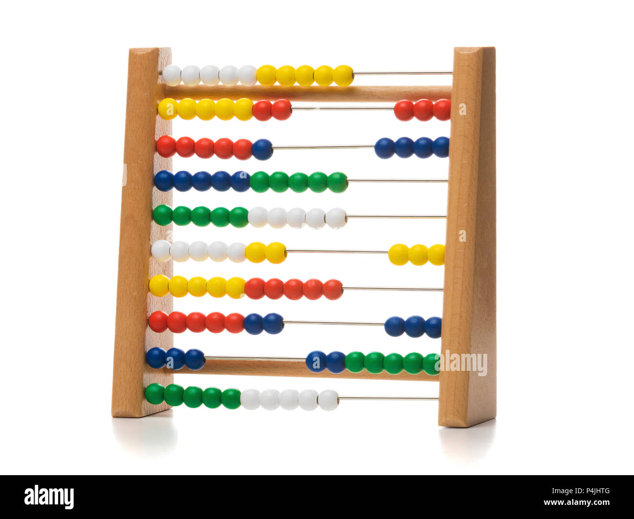 Abacus in legno per bambini isolato su bianco Foto Stock