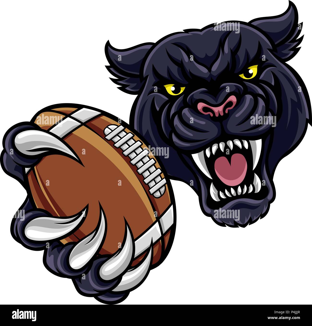 Black Panther American Football Mascot Illustrazione Vettoriale