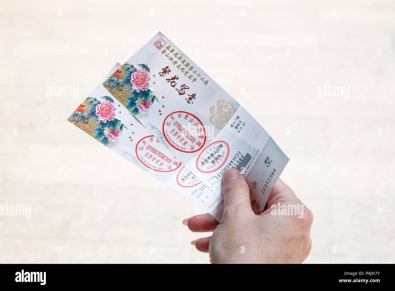 I biglietti per il Parco Jingshan Foto Stock