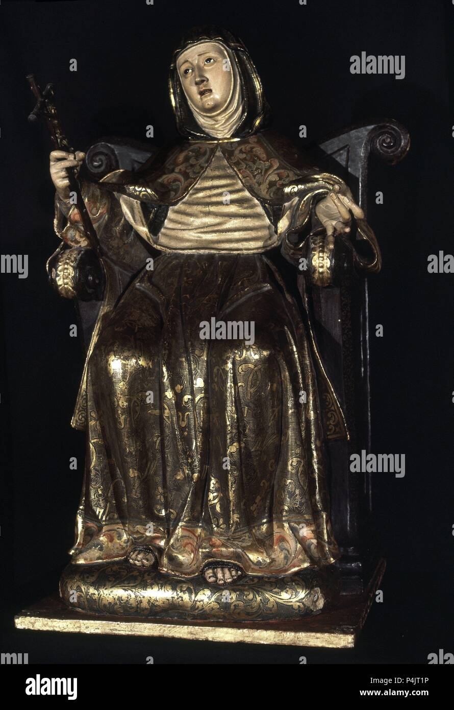 STA CATALINA DE BOLONIA EN MADERA S XVII. Posizione: Convento de las CLARISAS / MUSEO DE ARTE SACRO, monforte de lemos, LUGO, Spagna. Foto Stock