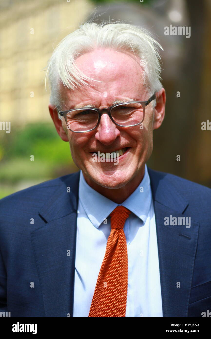 Norman Lamb politico liberaldemocratico britannico raffigurato a Westminster, Londra, Regno Unito il 20 giugno 2018. Politici britannici. MPS. Cerca nella pagina del portfolio Russell Moore le immagini più autentiche. Foto Stock