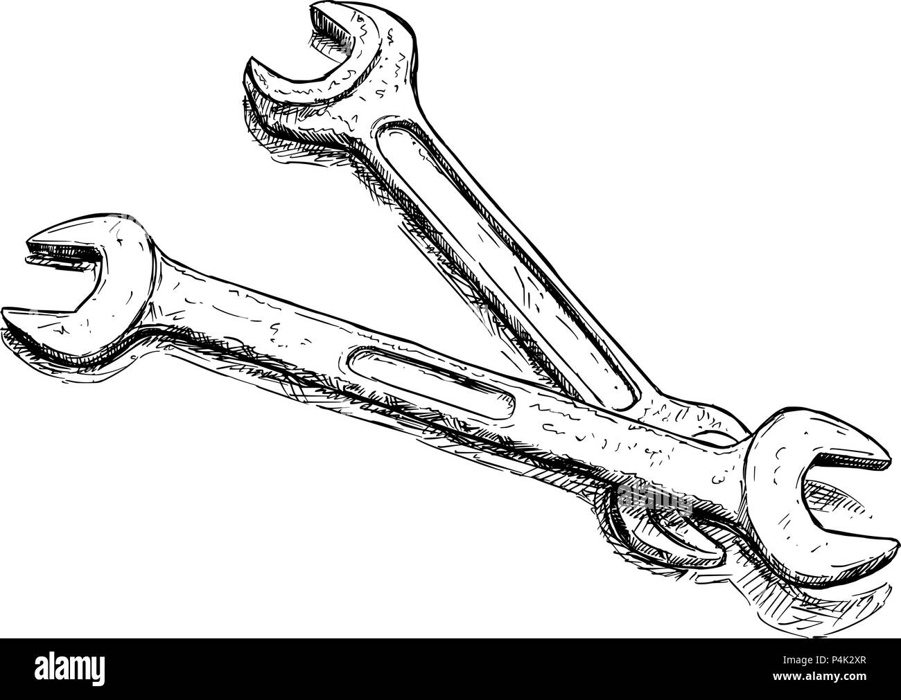 Vettore di disegno artistico illustrazione di due chiavi o chiavi Illustrazione Vettoriale