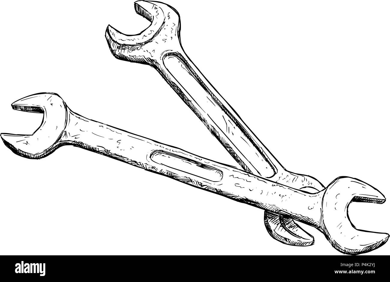Vettore di disegno artistico illustrazione di due chiavi o chiavi isolato Illustrazione Vettoriale