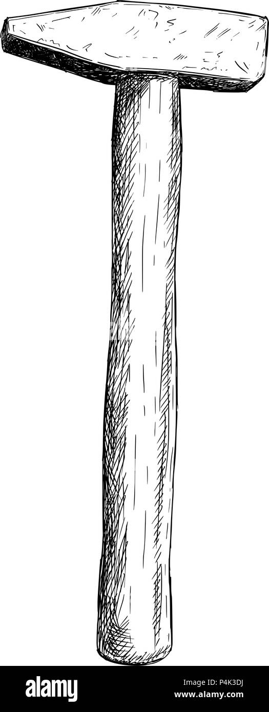 Vettore di disegno artistico illustrazione del martello Illustrazione Vettoriale
