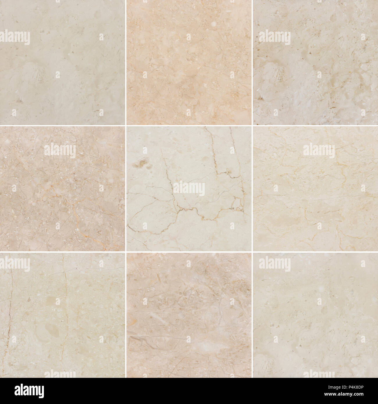 Marmo Beige sfondi, trame con schema naturale. Ogni immagine 4 MP, 2000 x 2000. Foto Stock