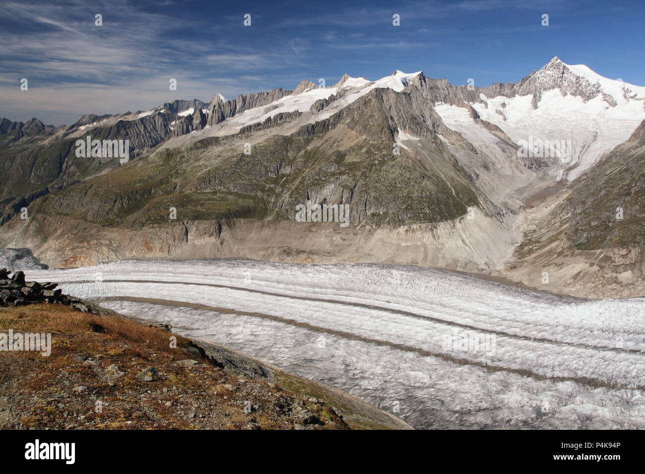 Aletsch arena ghiacciaio in Svizzera di montagna delle Alpi Foto Stock