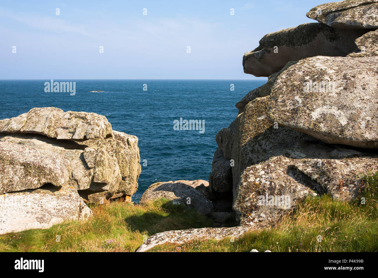 Il pulpito Rock, Peninnis Testa, St. Mary's, Isole Scilly Foto Stock