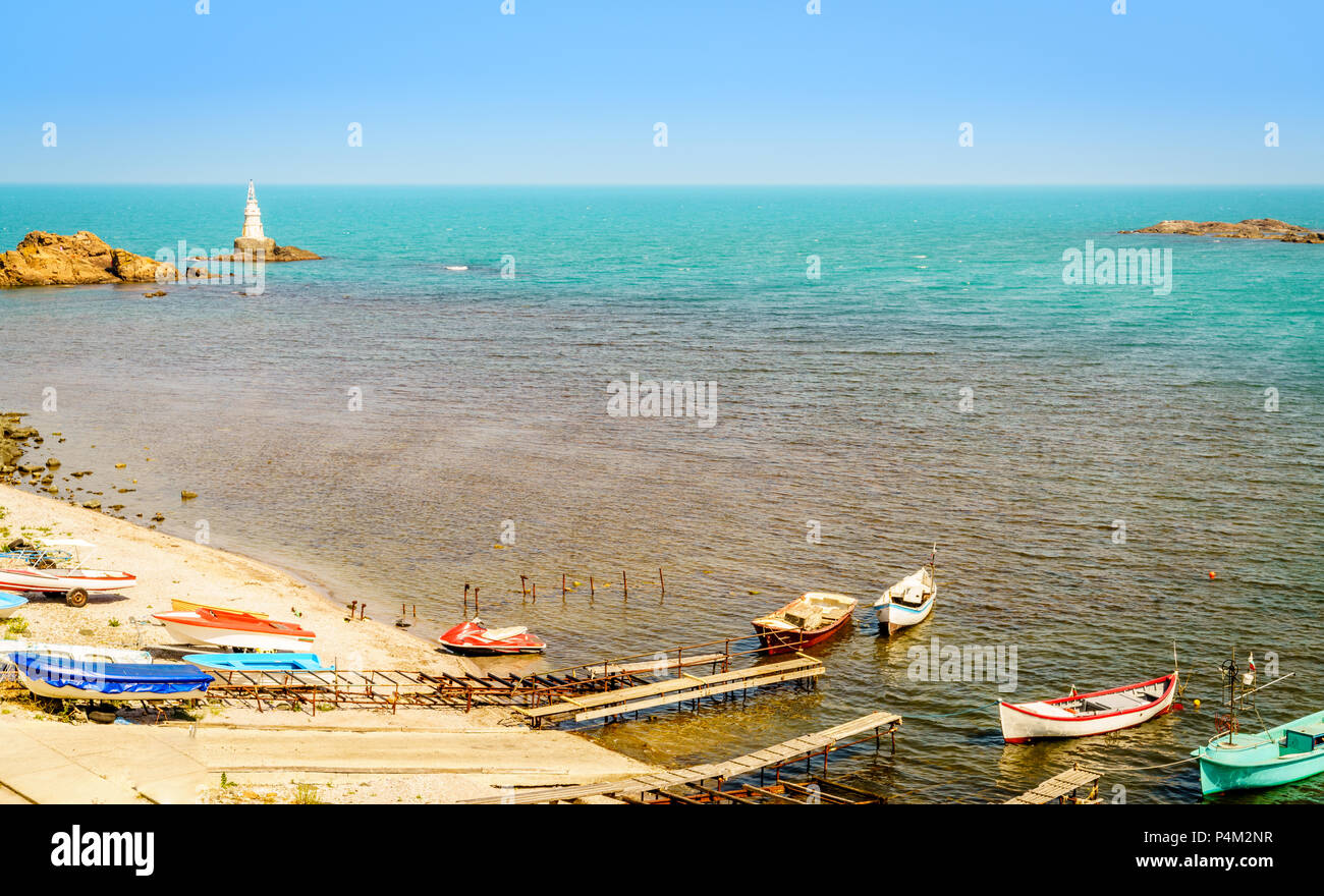 Mar Nero porto di Ahtopol, Bulgaria Foto Stock