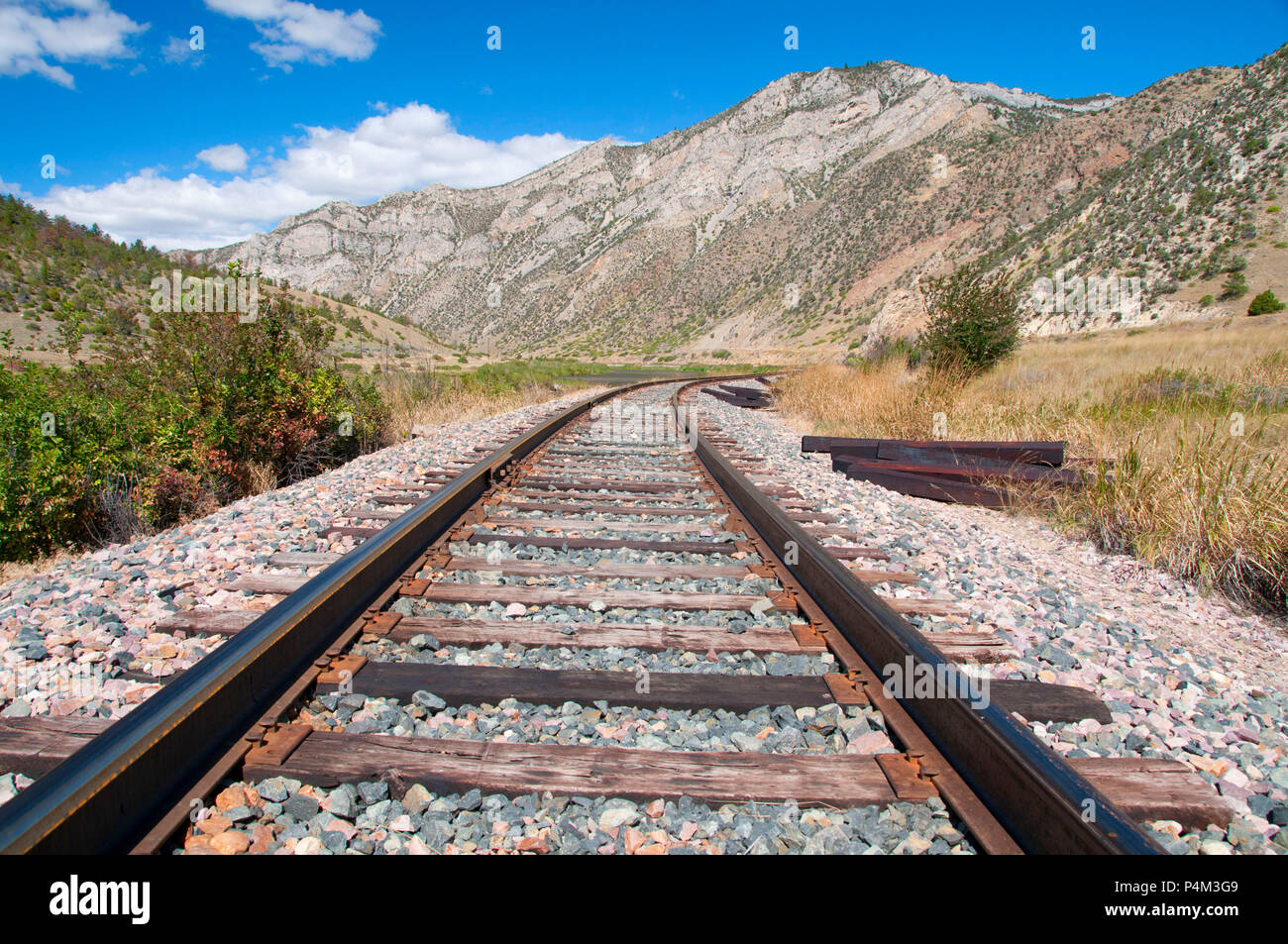 Via ferrovia, Limespur pesca sito di accesso, Jefferson county, Montana Foto Stock