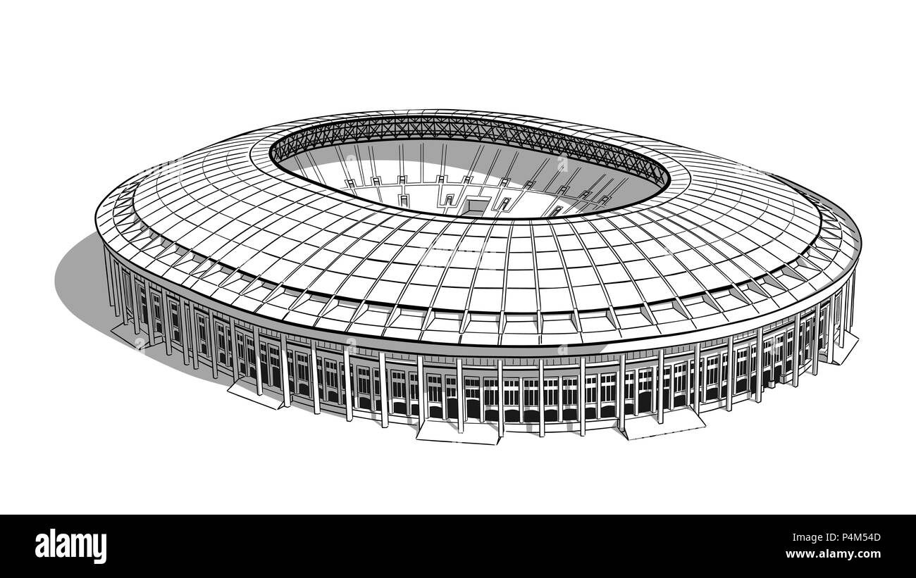 Mano bozzetto del stadio principale a Mosca. Illustrazione Vettoriale
