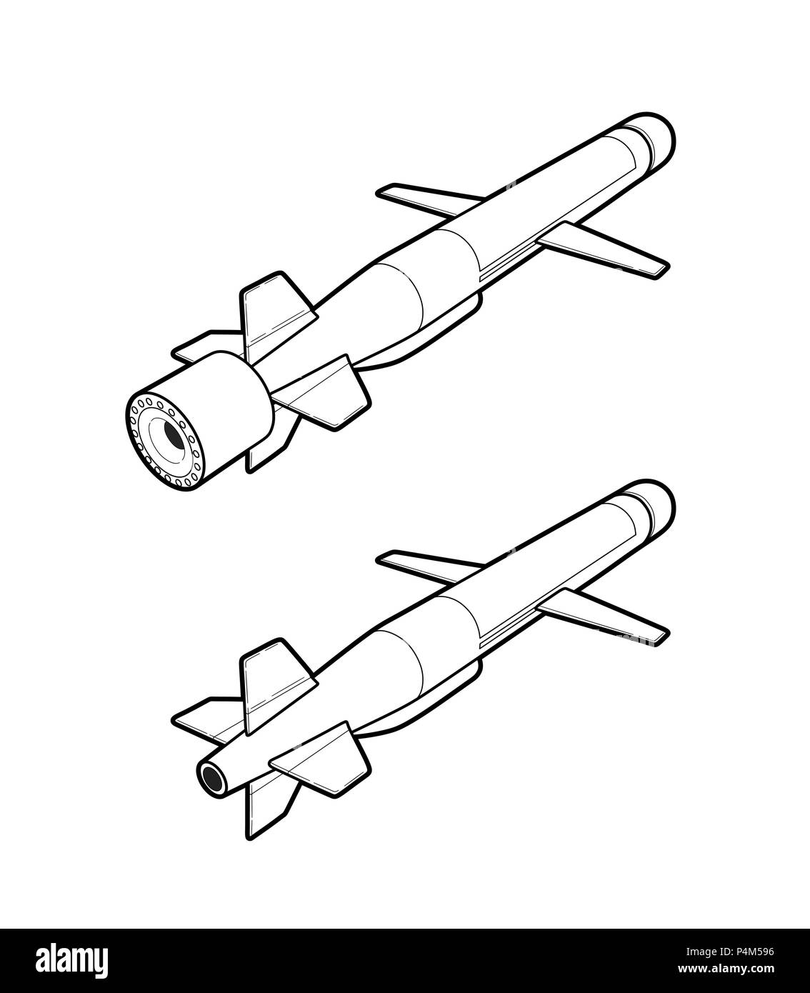 I missili Cruise su uno sfondo luminoso. Linea illustrazione vettoriale. Illustrazione Vettoriale
